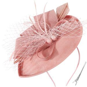 Women Fascinators Hats Flower Mesh Feathers With Headband And Clip Tea 8938